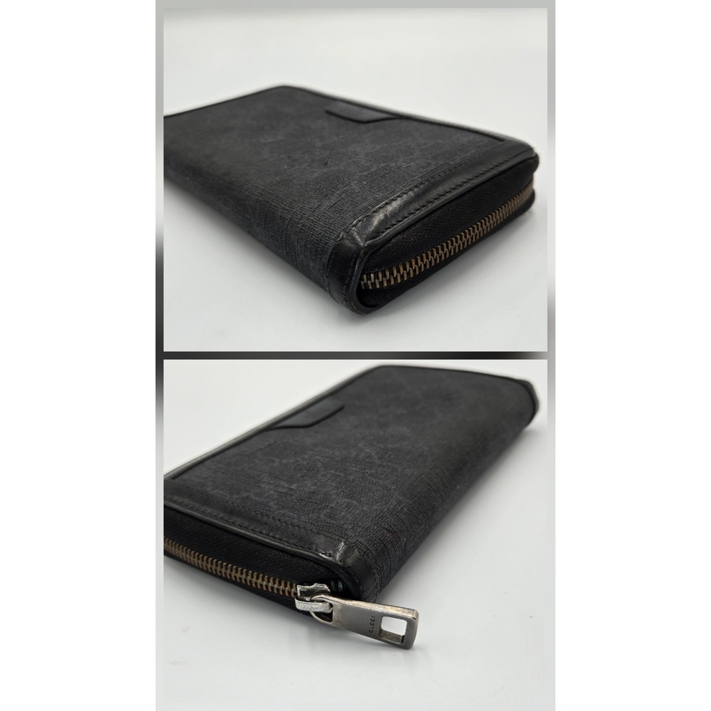 Gucci GG Supreme Zip Around Wallet Black Grey Coated Canvas 622147-0959 - Picture 4 of 8